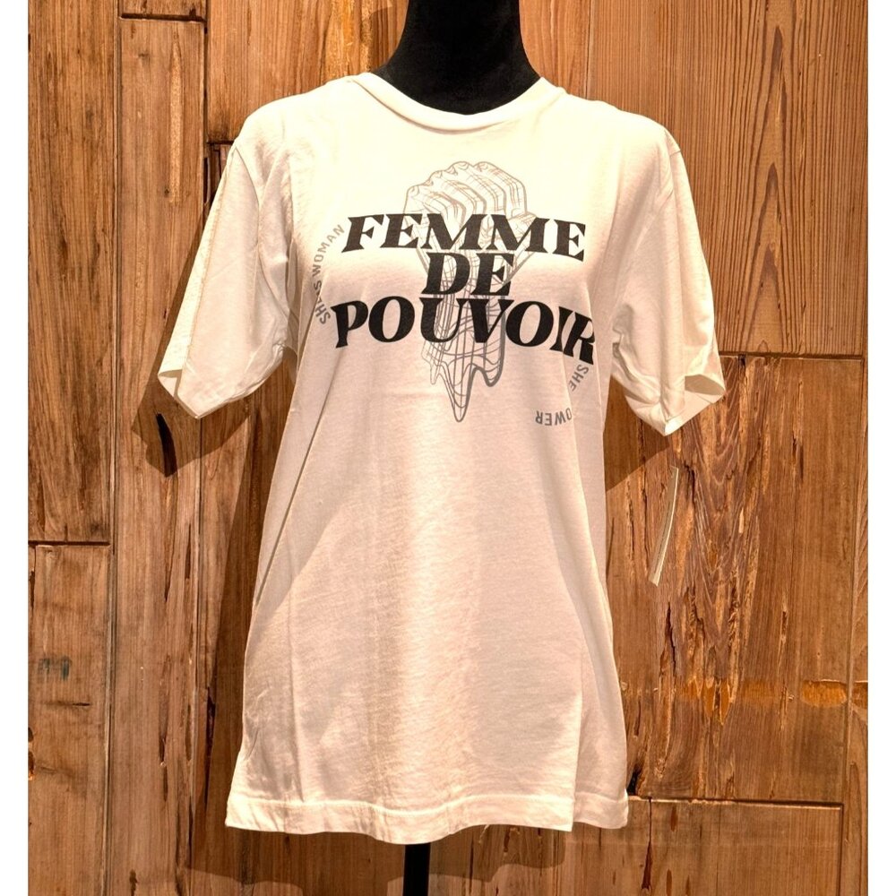 Femme De Pouvoir Steele Womens T-Shirt White Size S 100% Cotton Lightweight Casu